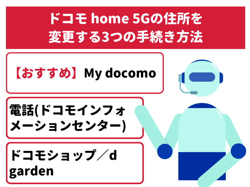 ドコモ home 5Gの住所を変更する3つの手続き方法