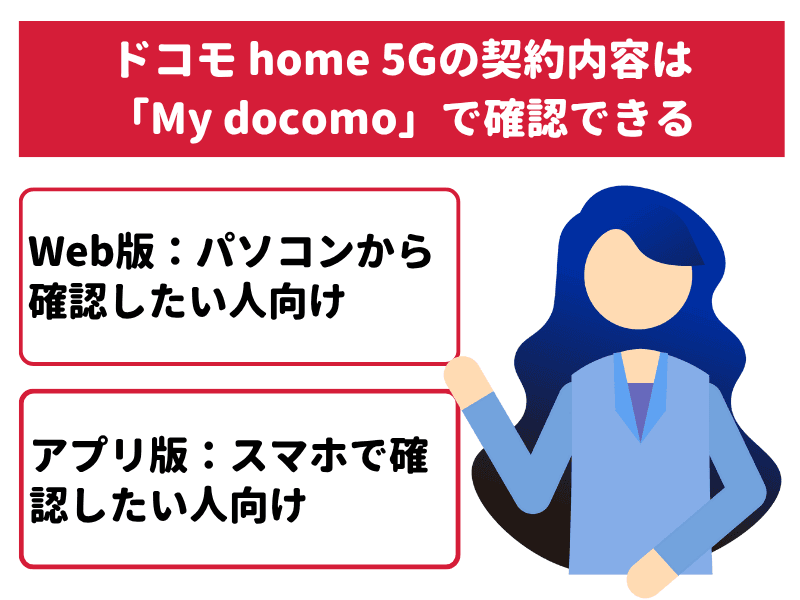 ドコモ home 5Gの契約内容は「My docomo」で確認できる